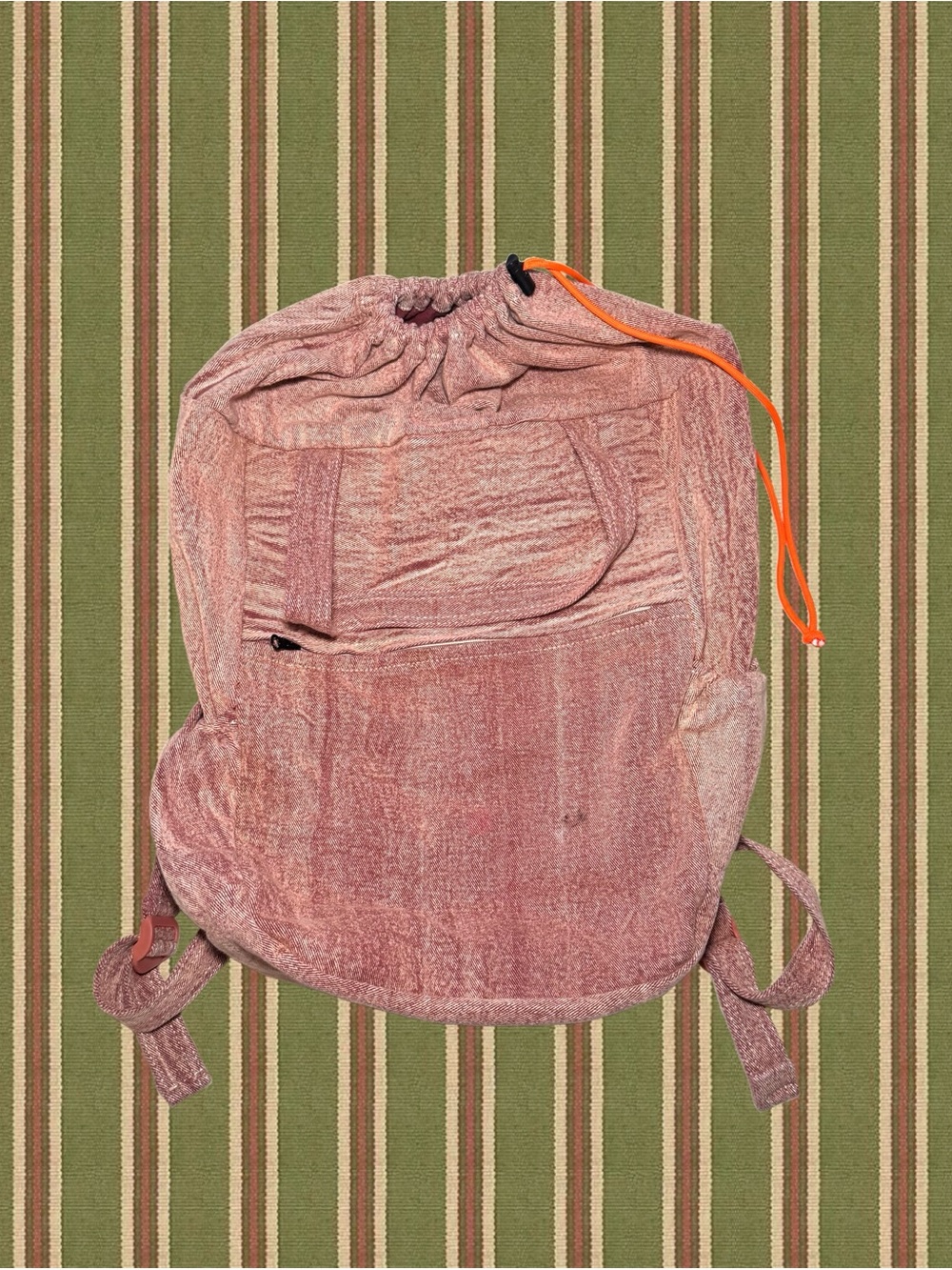 Urban Outfitters Mauve Drawstring Backpack with Orange Cord